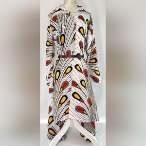 Step in style asymmetrical peacock tunic midi dress